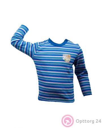 Футболка детская с длинным рукавом синяя в полоску купить оптом