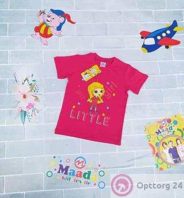 Футболка детская из хлопка для девочки c надписью Little купить оптом