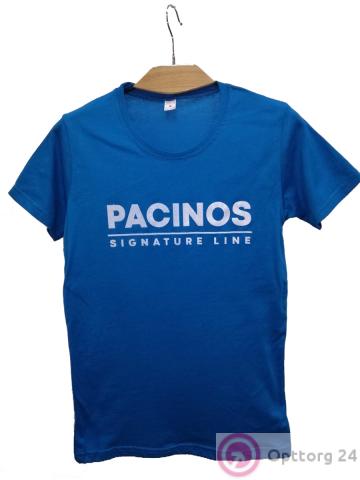 Футболка мужская с принтом "PACINOS" синего цвета купить оптом