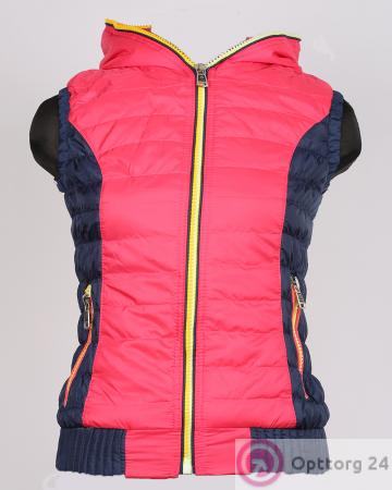 Жилет женский розовый с темно- синими вставками купить оптом
