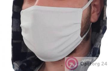 Маска тканевая трехслойная белая купить оптом