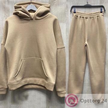 Костюм женский утепленный на флисе цвет какао с молоком купить оптом