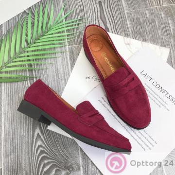 Туфли женские из искусственной замши цвет малиновый купить оптом
