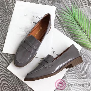 Туфли женские лаковые цвет серый купить оптом