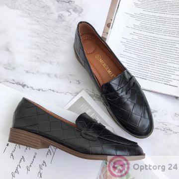 Туфли женские из искусственной кожи с узором ромб купить оптом