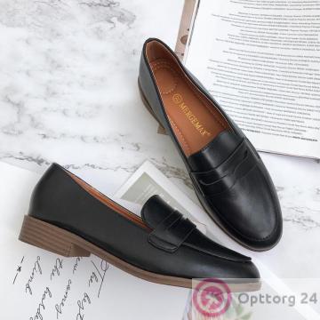 Туфли женские из искусственной кожи цвет черный купить оптом