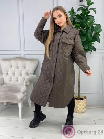 Пальто женское демисезонное на синтепоне цвет кофе купить оптом