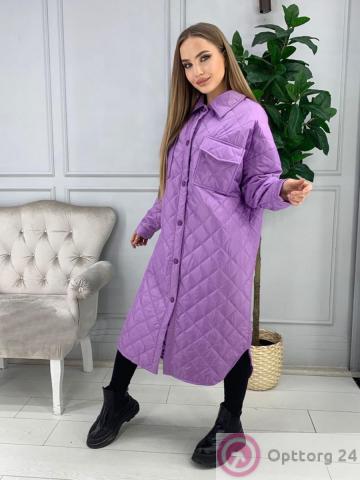 Пальто женское демисезонное на синтепоне цвет сиреневый купить оптом