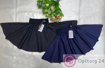Юбка школьная для девочки декорирована атласным бантом купить оптом