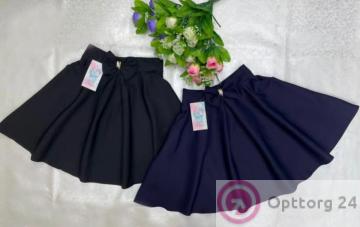 Юбка школьная для девочки декорирована бантом купить оптом