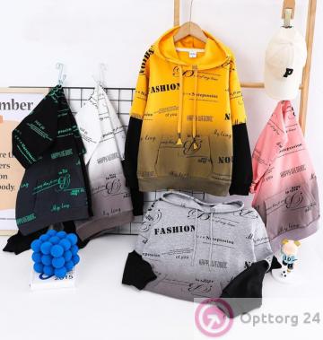 Толстовка детская с капюшоном и карманом кенгуру купить оптом