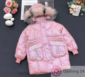 Куртка детская зимняя для девочки цвет розовый купить оптом