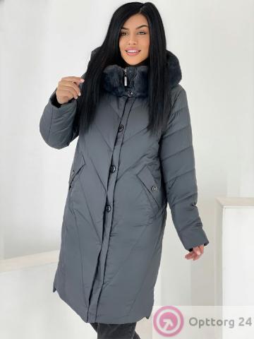 Пальто зимнее женское с искусственным стеганное купить оптом