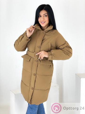 Пальто зимнее женское горчичного цвета купить оптом