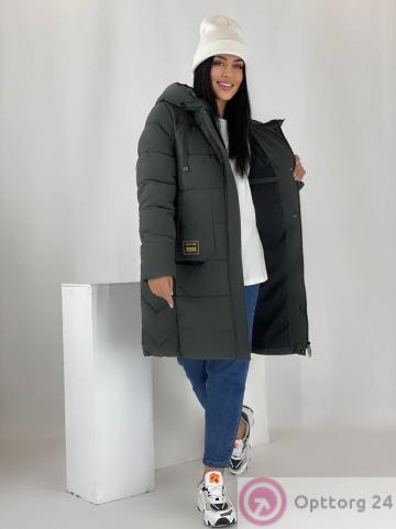 Пальто зимнее женское цвет хаки купить оптом