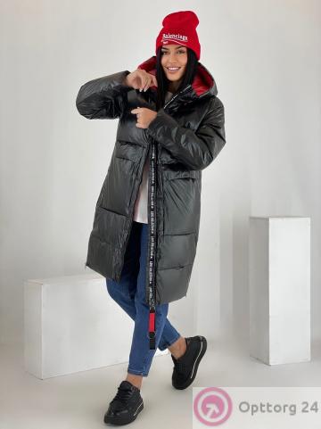 Пальто зимнее женское спортивного стиля цвет черный купить оптом