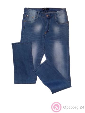 Джинсы женские светло-синего цвета на молнии купить оптом