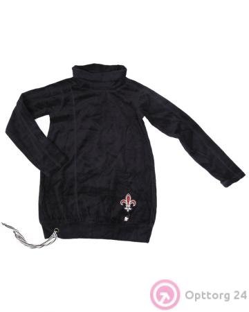 Олимпийка детская велюровая черная с вышивкой купить оптом