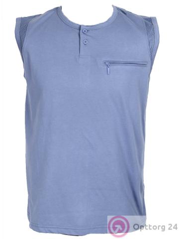 Мужская футболка-безрукавка синего цвета. купить оптом