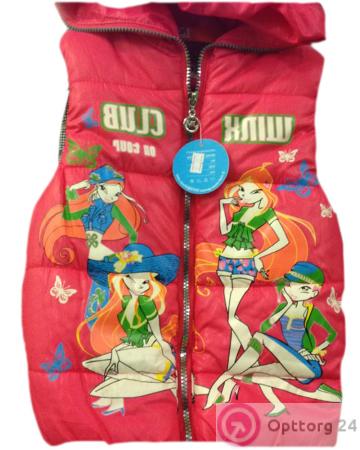 Жилетка детская красного цвета с большим принтом купить оптом