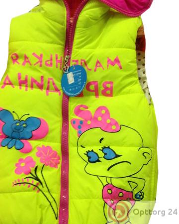 Жилет детский желто-розовый с принтом купить оптом