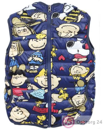 Детский жилет темно-синего цвета с принтом по всей поверхности. купить оптом