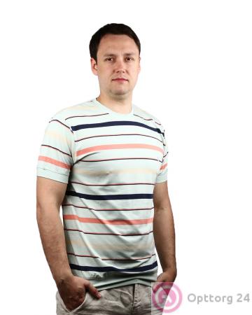 Футболка мужская светло-зеленая в полоску купить оптом