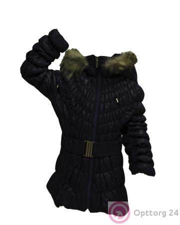 Пальто детское темно-синего цвета с прострочкой купить оптом