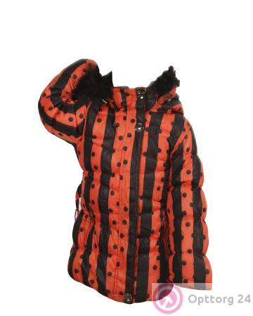 Пальто детское красного цвета в черную полоску купить оптом