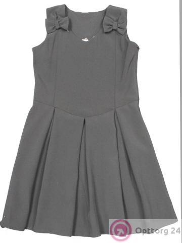 Детский школьный сарафан серого цвета классического кроя. купить оптом