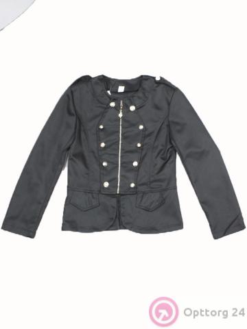 Жакет школьный подростковый черного цвета на молнии украшенный кнопками в области груди. купить оптом