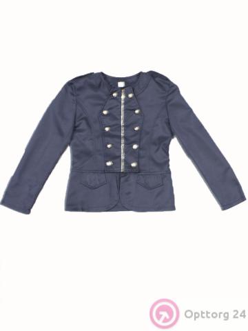 Женский жакет темно-синего цвета  на молнии с кнопками в области груди. купить оптом