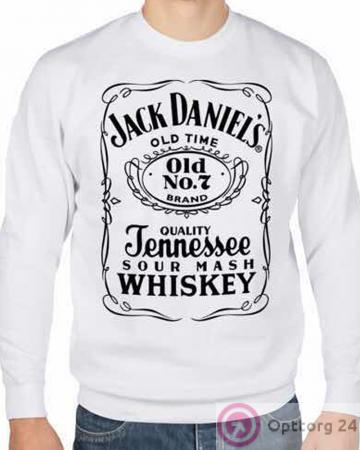 Толстовка белая с надписью Jack Daniels, унисекс купить оптом