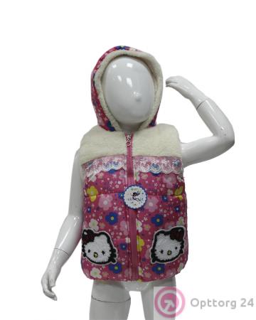 Жилетка детская розовая с махрой Китти купить оптом