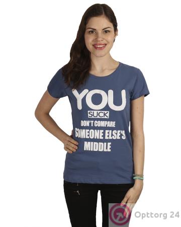 Тёмно-синяя футболка с коротким рукавом. купить оптом