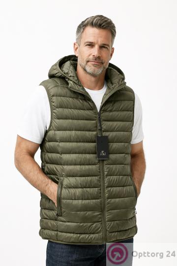 Жилет мужской стеганный на синтепоне с капюшоном купить оптом