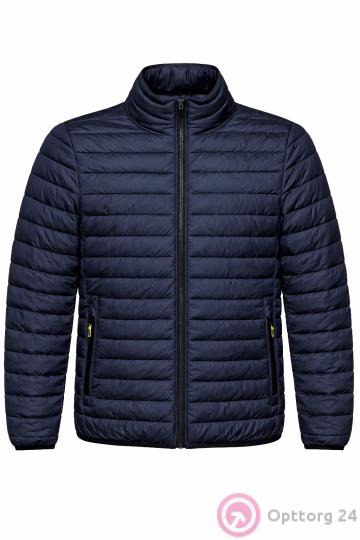 Куртка мужская стеганная на синтепоне однотонная, выполнена в темно-синих тонах купить оптом