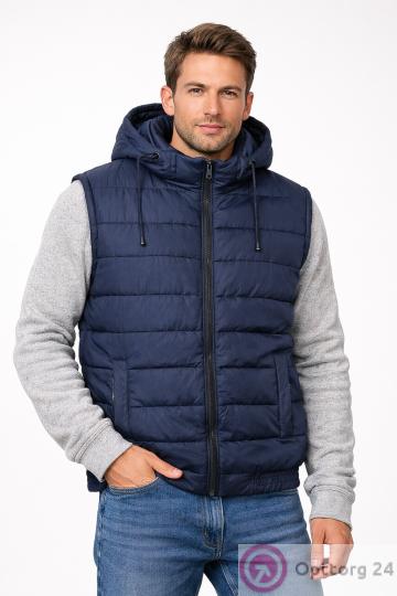 Жилет мужской  на синтепоне темный в мелкую клетку купить оптом