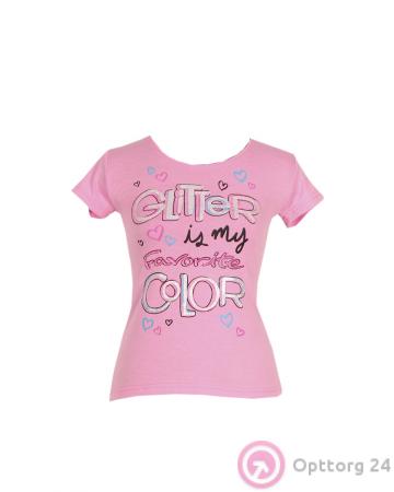 Футболка женская розового цвета с сердечками и надписью купить оптом