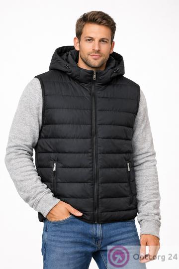 Жилет мужской черный на синтепоне с карманами купить оптом