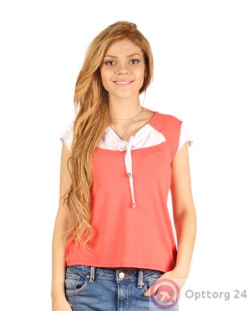 Футболка женская оранжевая на завязках купить оптом