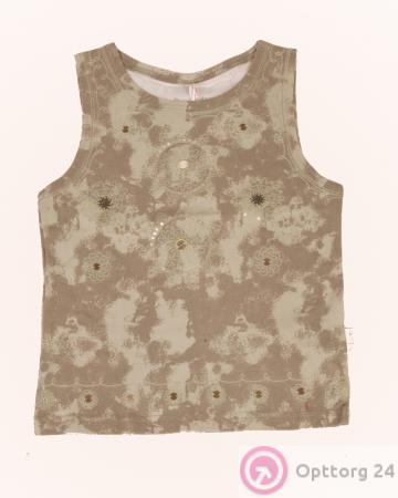 Майка детская цвета хаки с принтом купить оптом