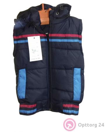 Жилет темно-синего цвета с голубой и красной полоской купить оптом