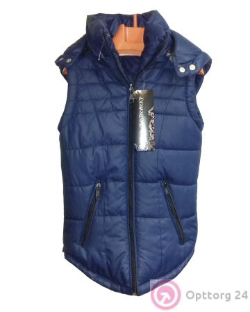 Жилет для девочки подростковый темно-синего цвета купить оптом