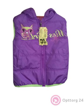 Жилет фиолетовый с изображением кошки купить оптом