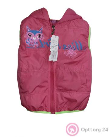 Жилет малинового цвета с изображением кошки купить оптом