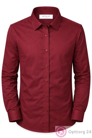 Классическая мужская рубашка из хлопка приталенная красная Platin купить оптом