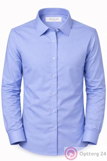 Классическая мужская рубашка голубая приталенная Platin купить оптом