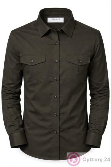 Черная классическая мужская рубашка прямого кроя однотонная Platin купить оптом