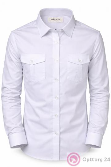 Белая мужская рубашка классическая приталенная однотонная Platin купить оптом